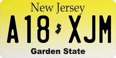 NJ license plate A18XJM