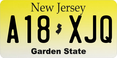NJ license plate A18XJQ