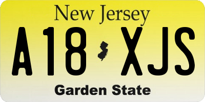 NJ license plate A18XJS