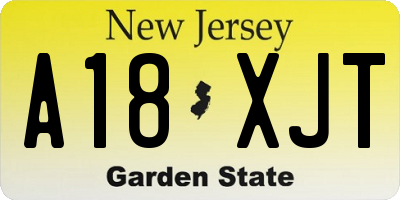 NJ license plate A18XJT