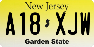 NJ license plate A18XJW