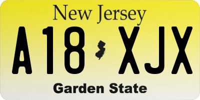 NJ license plate A18XJX