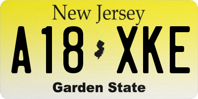 NJ license plate A18XKE