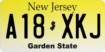 NJ license plate A18XKJ