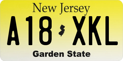 NJ license plate A18XKL