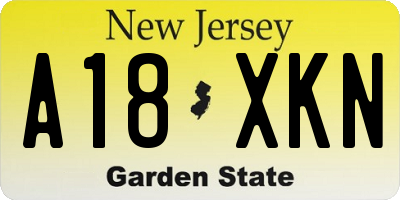 NJ license plate A18XKN