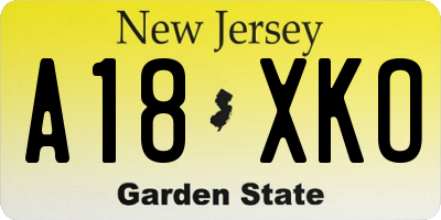 NJ license plate A18XKO