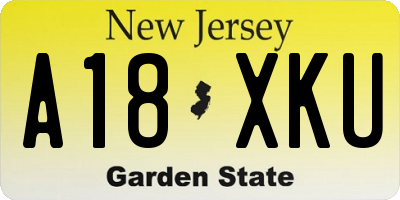 NJ license plate A18XKU