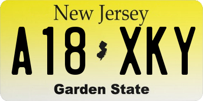NJ license plate A18XKY
