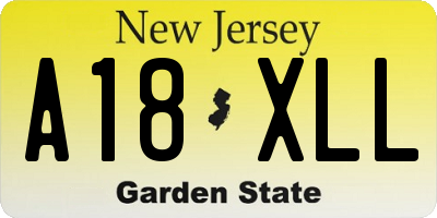 NJ license plate A18XLL