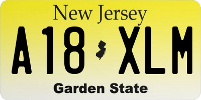 NJ license plate A18XLM