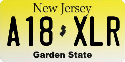 NJ license plate A18XLR