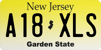 NJ license plate A18XLS