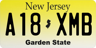 NJ license plate A18XMB