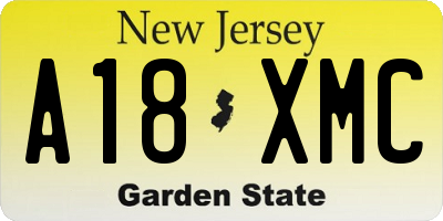 NJ license plate A18XMC