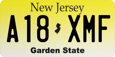 NJ license plate A18XMF