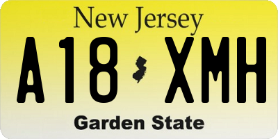 NJ license plate A18XMH