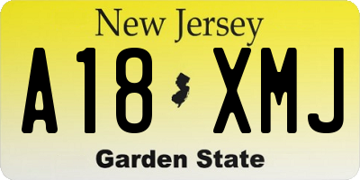 NJ license plate A18XMJ