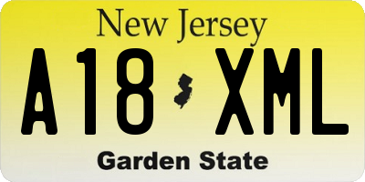 NJ license plate A18XML