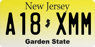 NJ license plate A18XMM