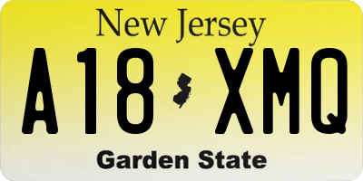 NJ license plate A18XMQ