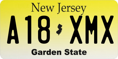 NJ license plate A18XMX