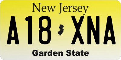 NJ license plate A18XNA