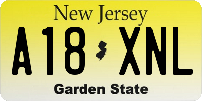 NJ license plate A18XNL