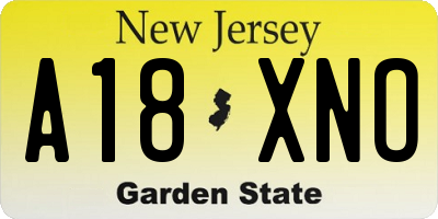 NJ license plate A18XNO