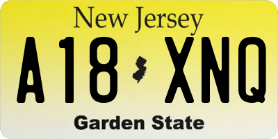 NJ license plate A18XNQ
