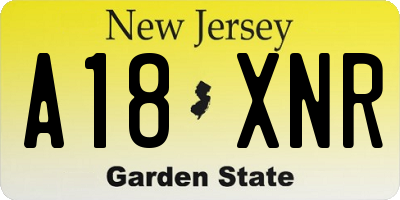 NJ license plate A18XNR