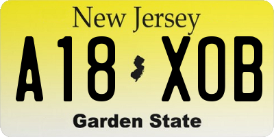 NJ license plate A18XOB