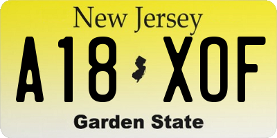 NJ license plate A18XOF