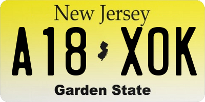 NJ license plate A18XOK