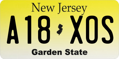 NJ license plate A18XOS