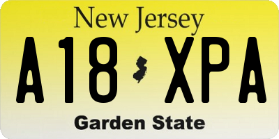 NJ license plate A18XPA