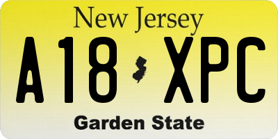 NJ license plate A18XPC
