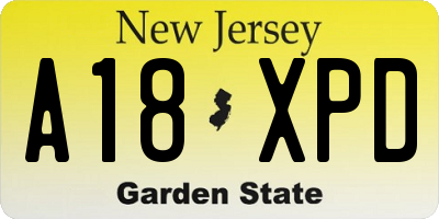 NJ license plate A18XPD