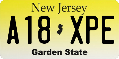 NJ license plate A18XPE