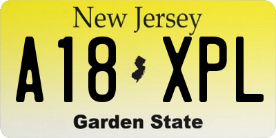 NJ license plate A18XPL