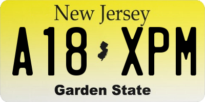 NJ license plate A18XPM