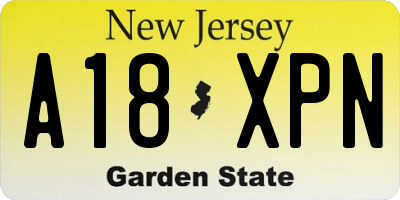 NJ license plate A18XPN