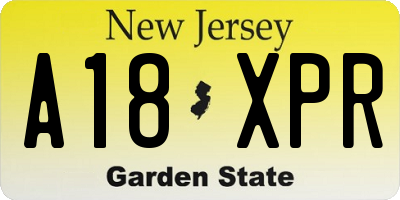 NJ license plate A18XPR