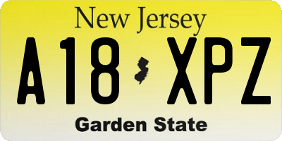 NJ license plate A18XPZ