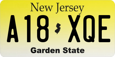 NJ license plate A18XQE