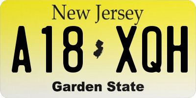 NJ license plate A18XQH