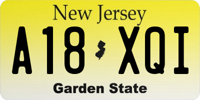 NJ license plate A18XQI