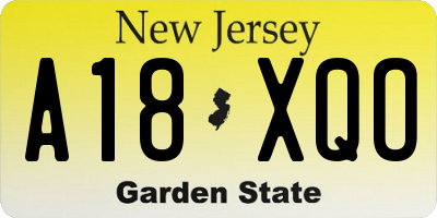 NJ license plate A18XQO