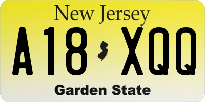 NJ license plate A18XQQ