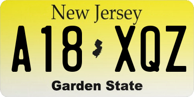 NJ license plate A18XQZ
